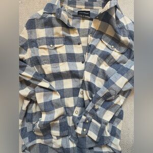 Lucky Brand Blue and Cream Plaid Shirt NWOT